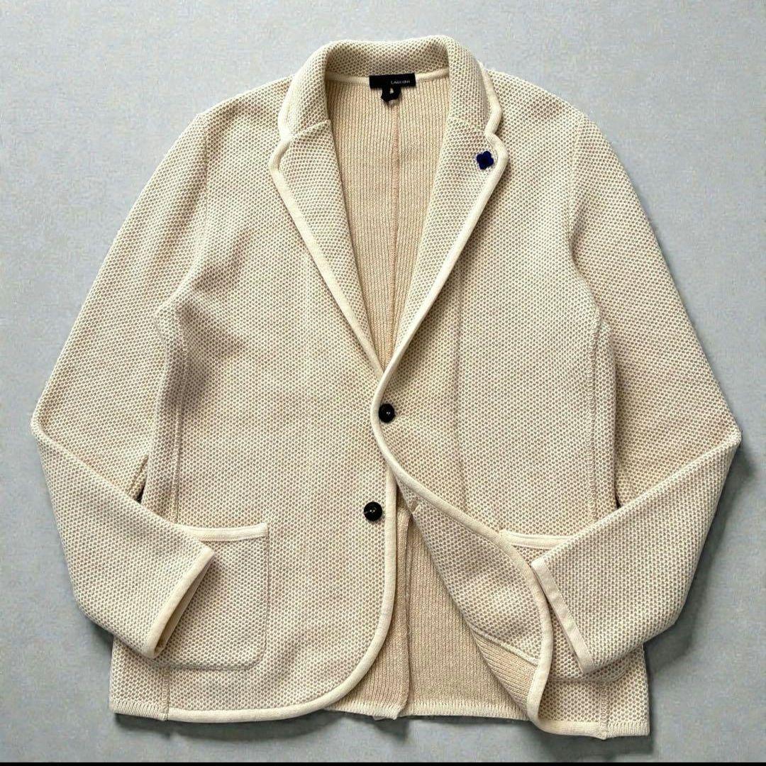 美品 LARDINI ニットテーラードジャケット 最高級アルパカウール XL