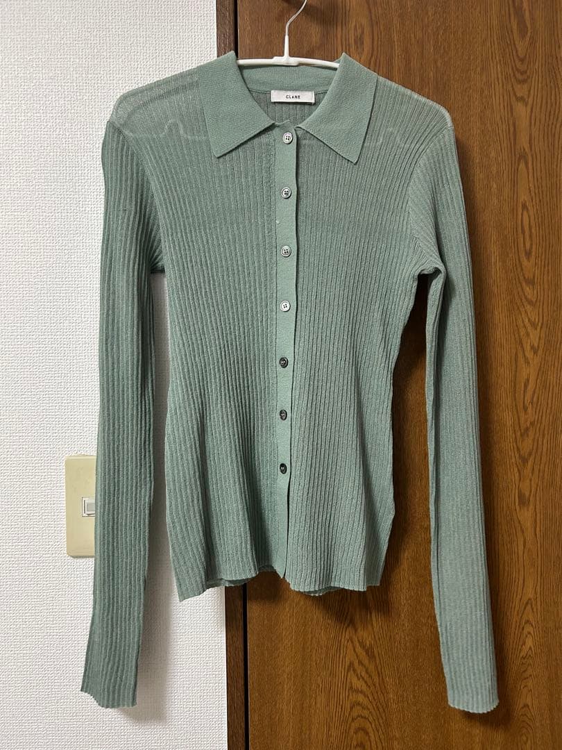 clane シアーリブニットシャツ