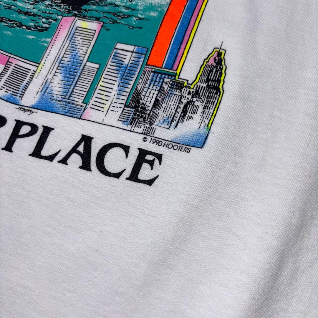 90's \"HOOTERS\" S/S Good Print Tee USA製