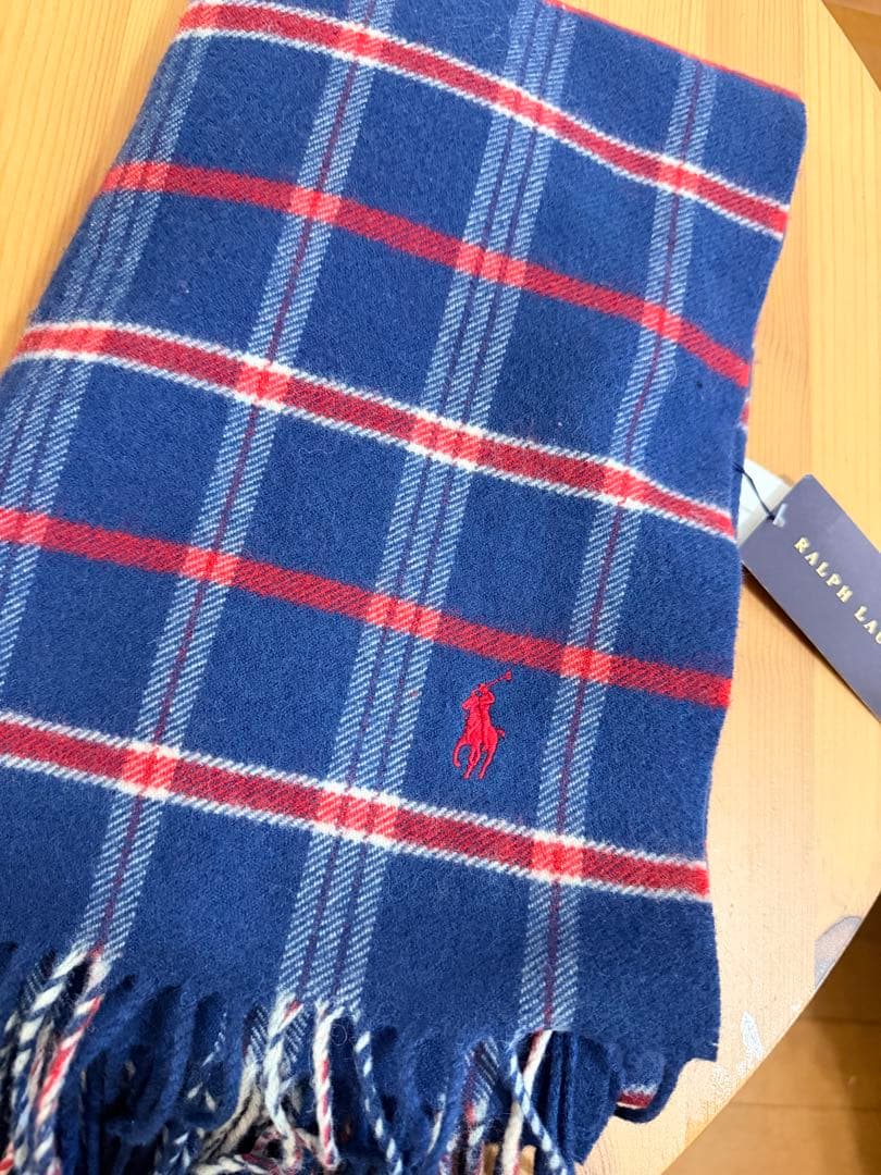 2/14迄　新品未使用タグ付　Ralph Lauren 膝掛　ストール　毛100