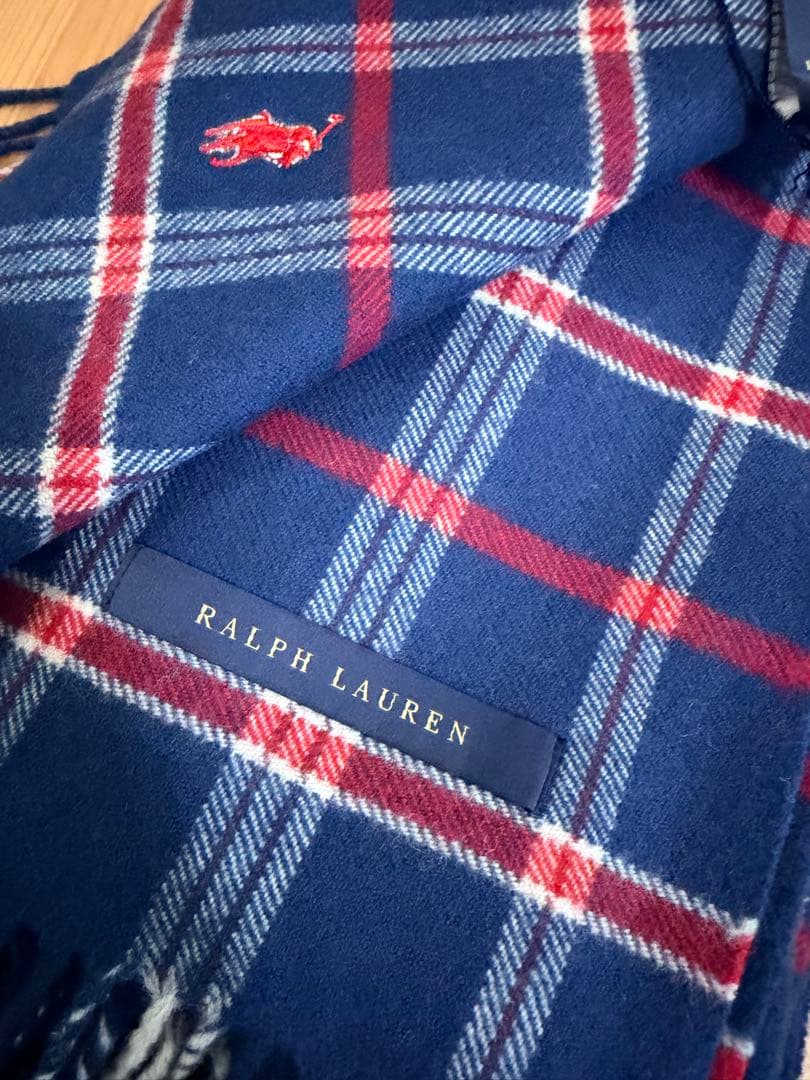 2/14迄　新品未使用タグ付　Ralph Lauren 膝掛　ストール　毛100