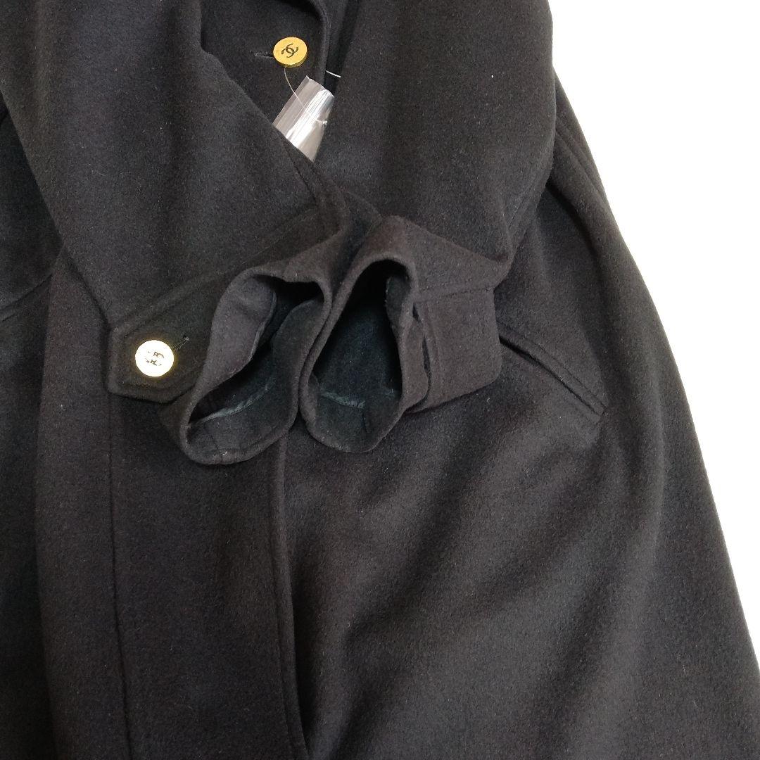 シャネル ロングコートカシミヤ100 金ボタン ダブルブレスト Aライン A94