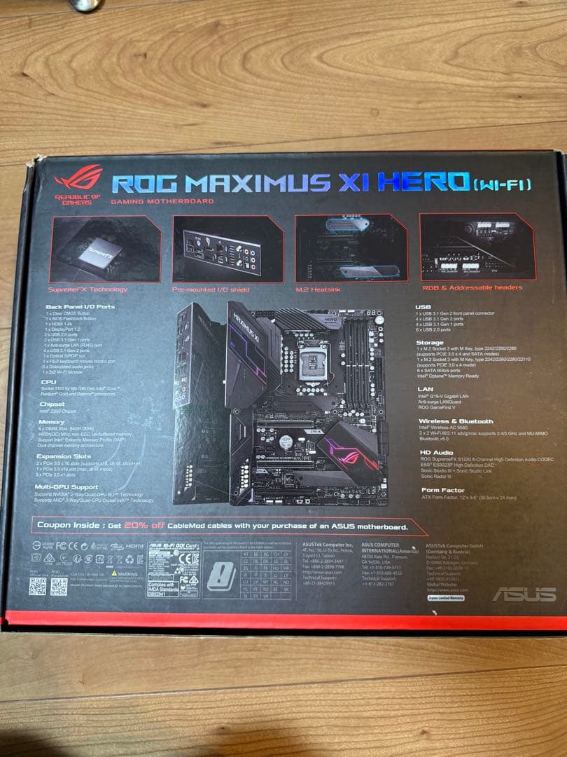 CPU無ASUS ROG Maximus XI Hero Wi-Fi Z390