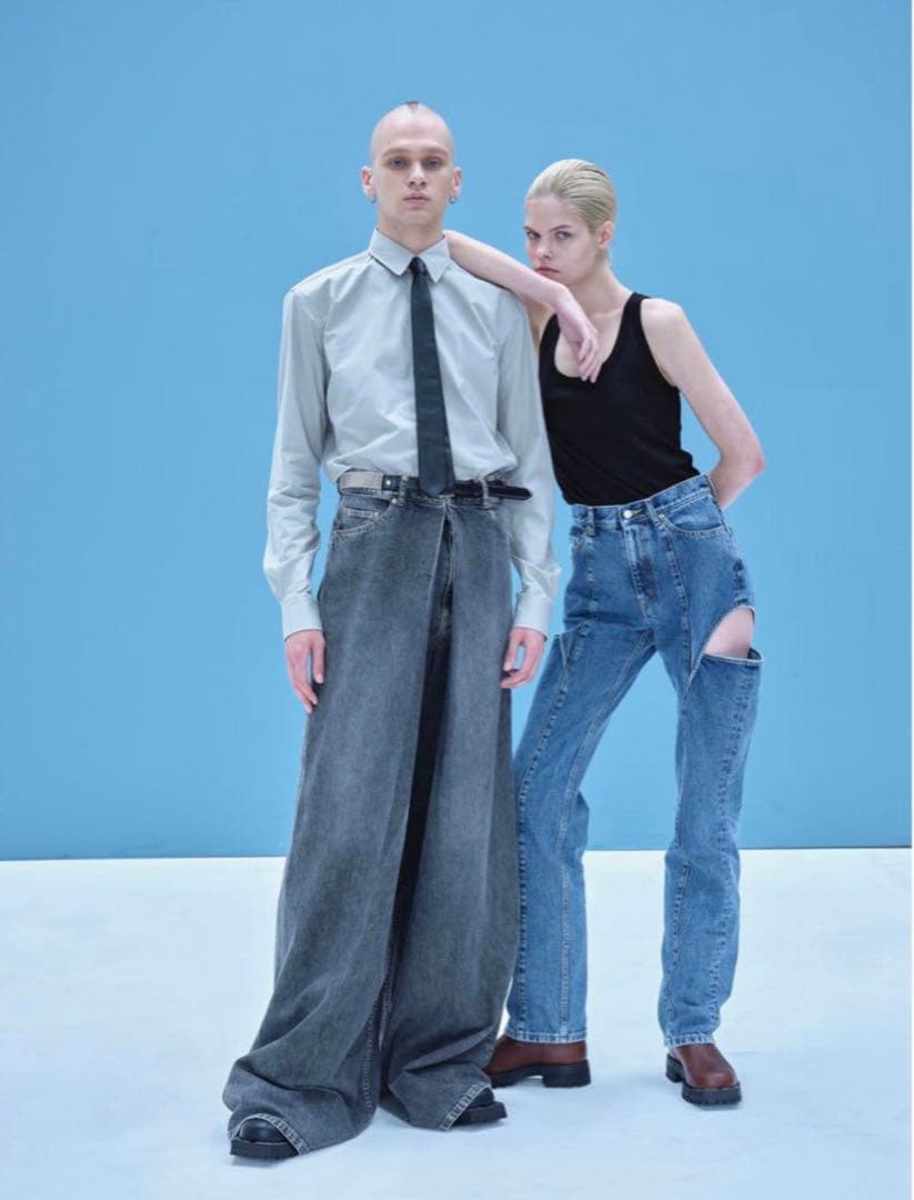 パンツ Hollowed out denim pants