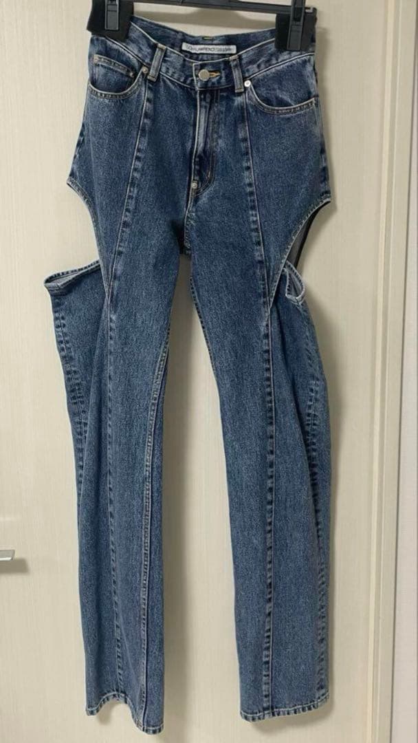 パンツ Hollowed out denim pants