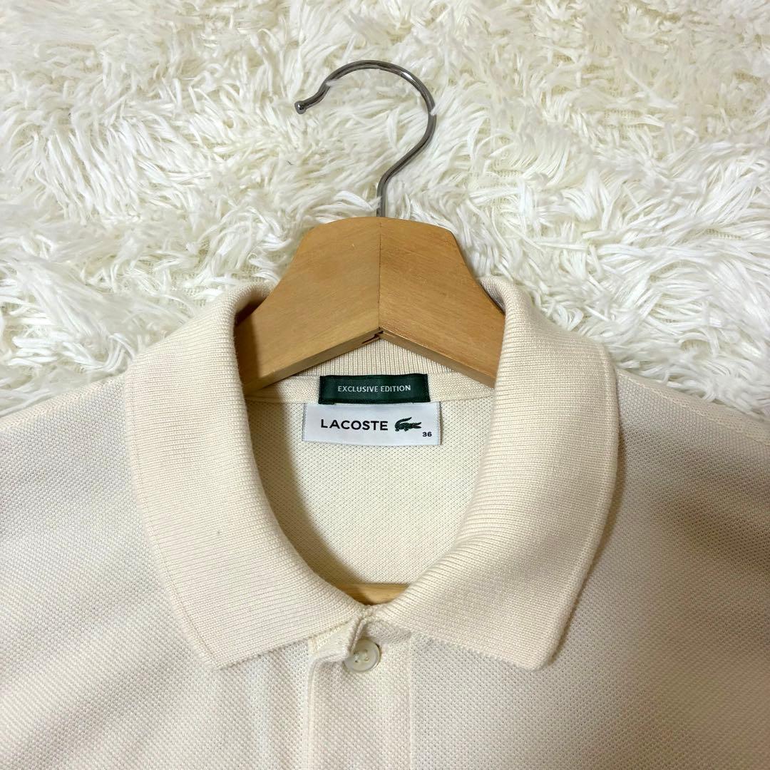 美品◆LACOSTE ラコステ 半袖ポロシャツ アイボリー　白ワニ　36サイズ