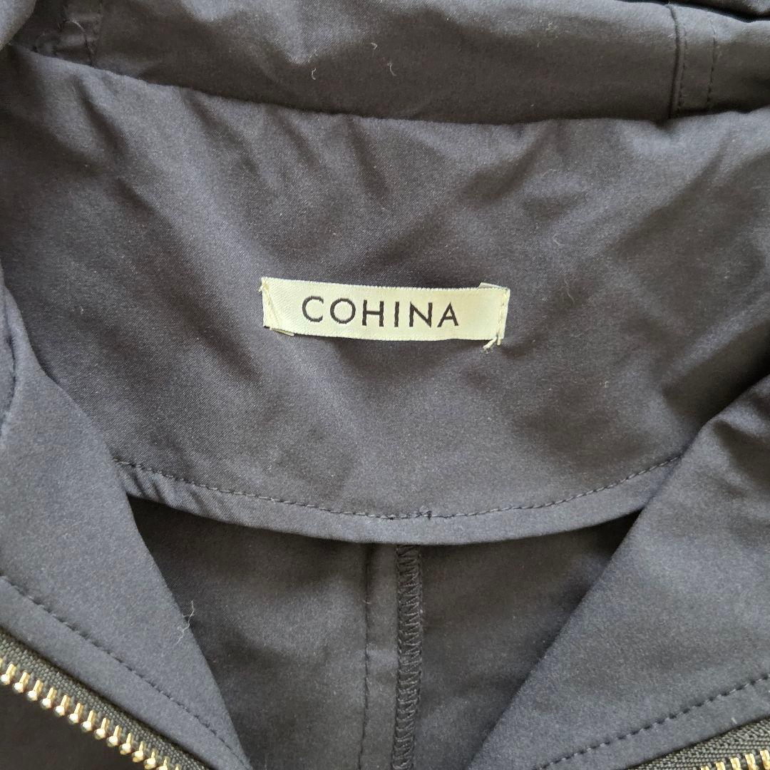 定価17600円　COHINA　バックフレアモッズコート　小柄　低身長　ネイビー