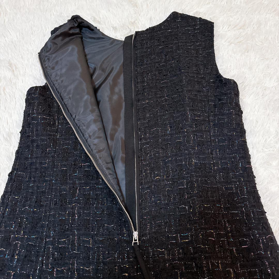 【美品】ANAYI ラメツイードティアード ノースリーブワンピース 38