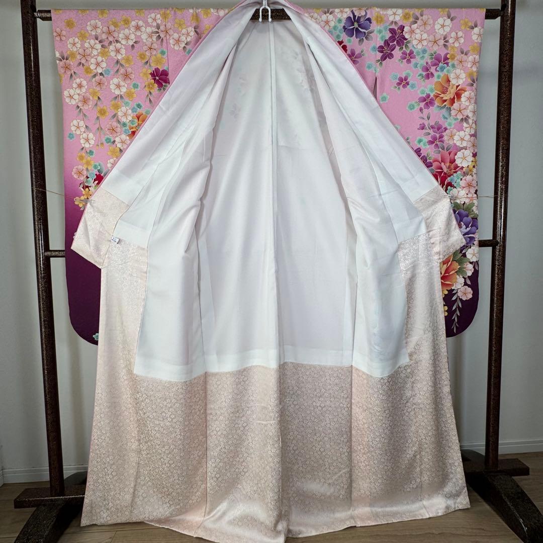 超美品　現代　振袖　成人式　着物　172裄68　ピンク　赤紫　花柄　ラメ　桜