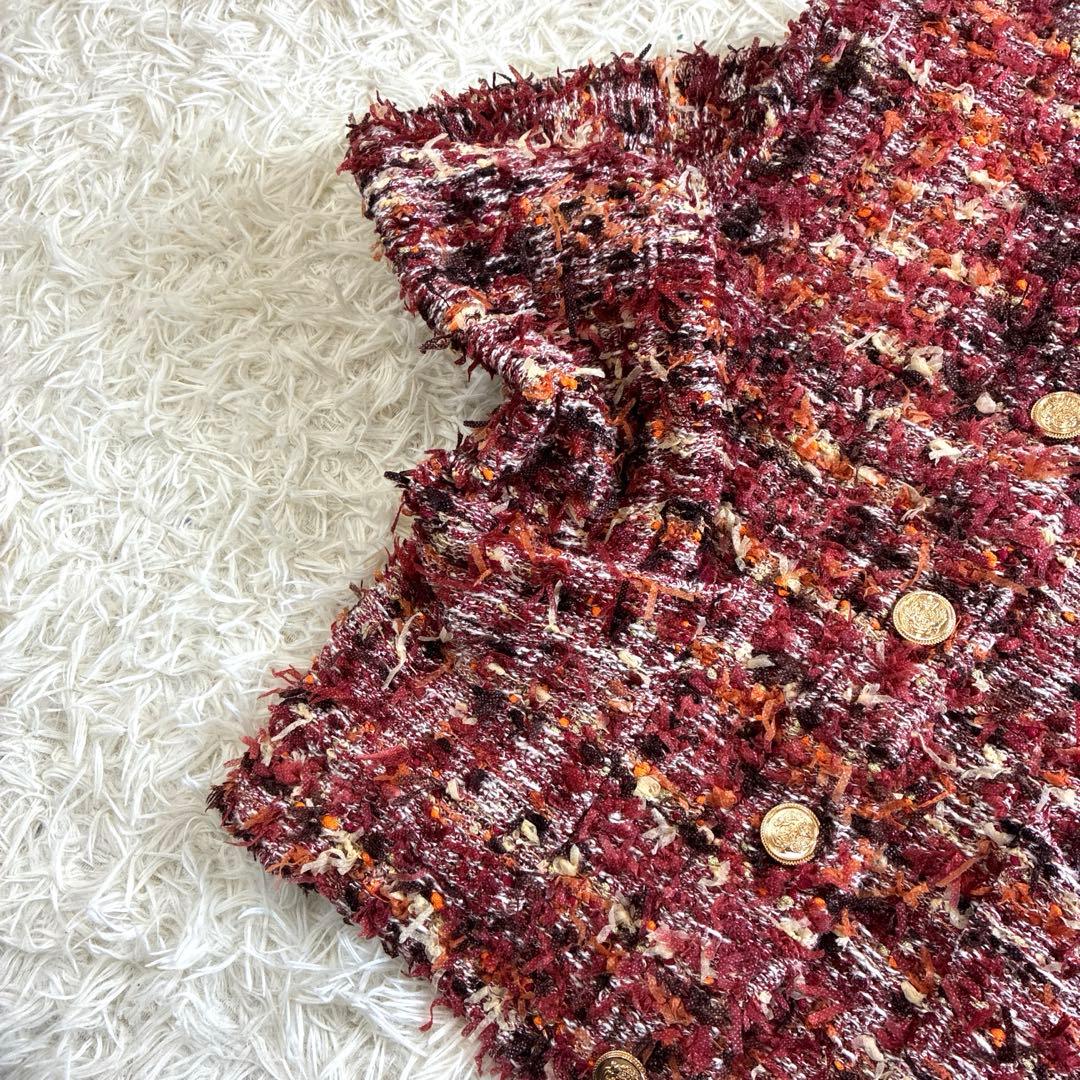 未使用級✨ZARA 完売品 テクスチャー ニット カーディガン 金ボタン M相当