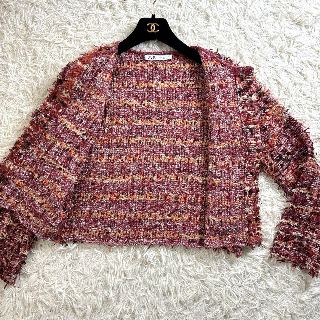 未使用級✨ZARA 完売品 テクスチャー ニット カーディガン 金ボタン M相当