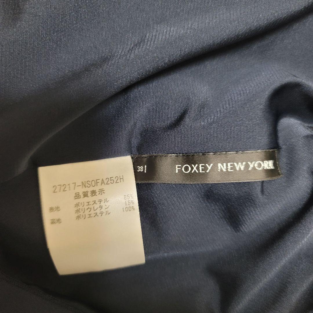 美品✨フォクシーニューヨーク　ワンピース　ネイビー　トロミ素材