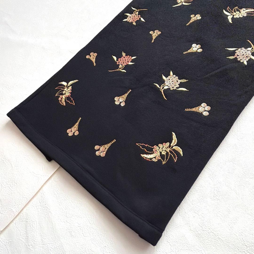 mame kurogouchi スパンコールスカート 刺繍 タイト 黒
