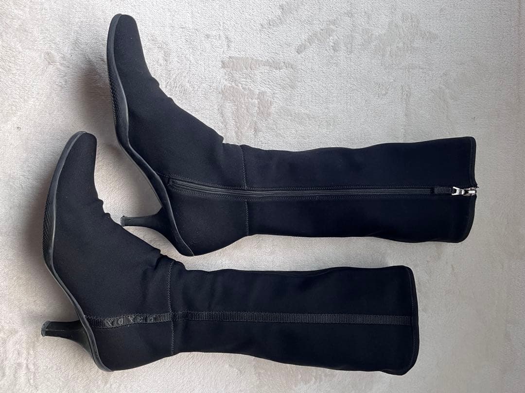 PRADA ストレッチ　ロングブーツ ヒール　ブラック　23.5
