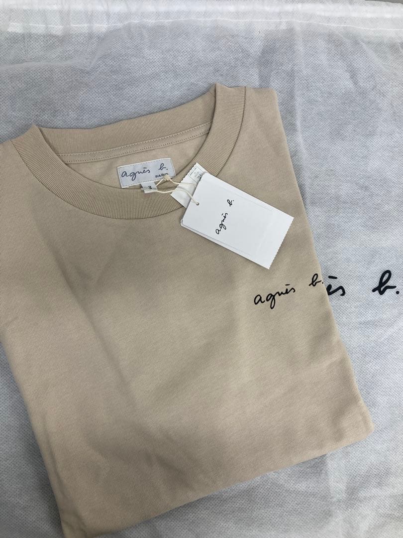 F-015-57 新品未使用　agnès b. ベージュ 半袖Tシャツ