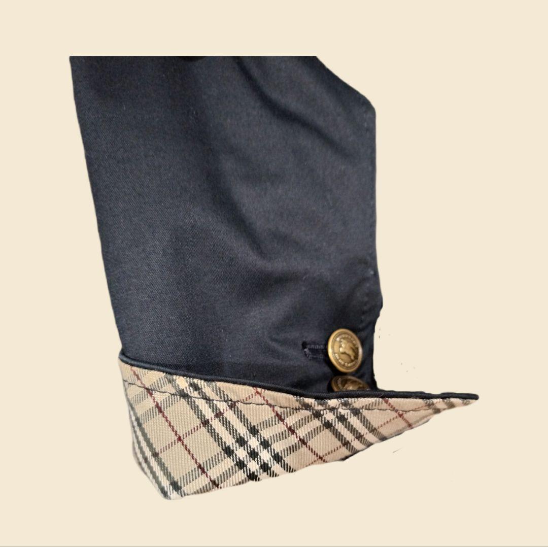 美品 バーバリー BURBERRY 紺ブレ 金ボタン ノバチェック ダブル