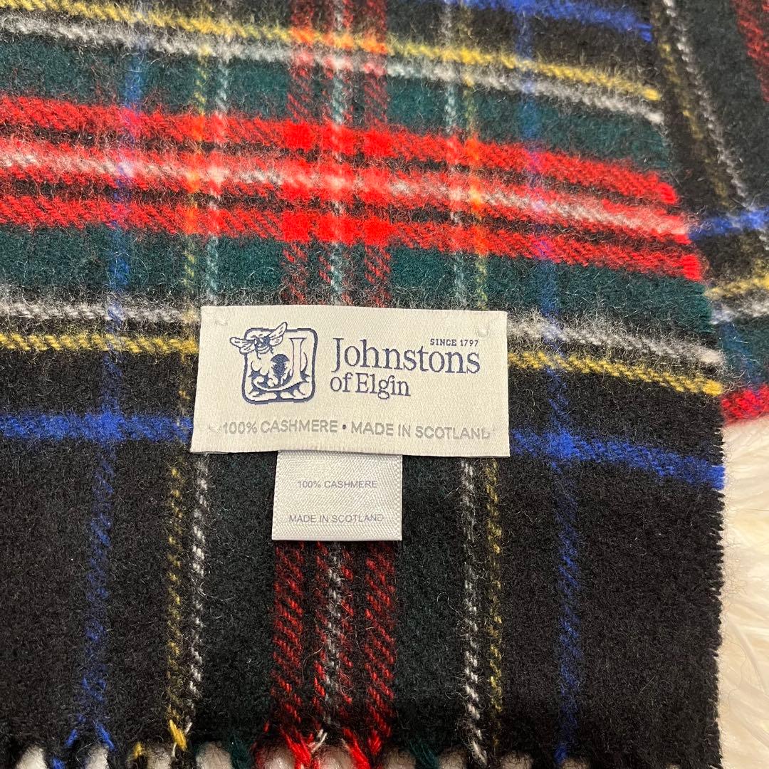 小判Johnstons of Elgin カシミヤ マフラー ストール チェック