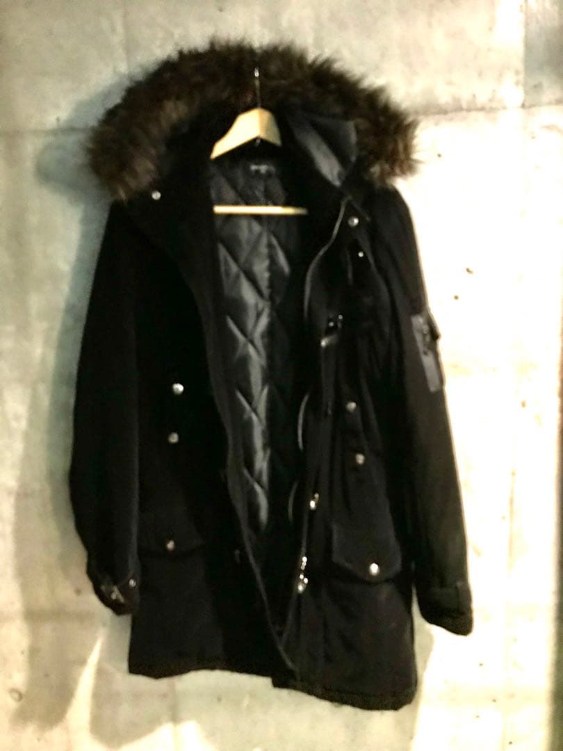 SALE 希少　大人気　ブラック　ファー付き　コート　メッキ　送料込
