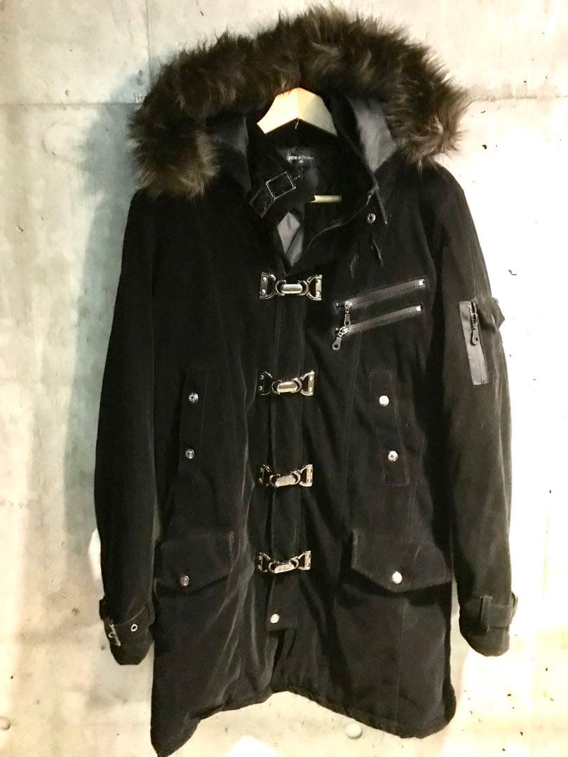 SALE 希少　大人気　ブラック　ファー付き　コート　メッキ　送料込