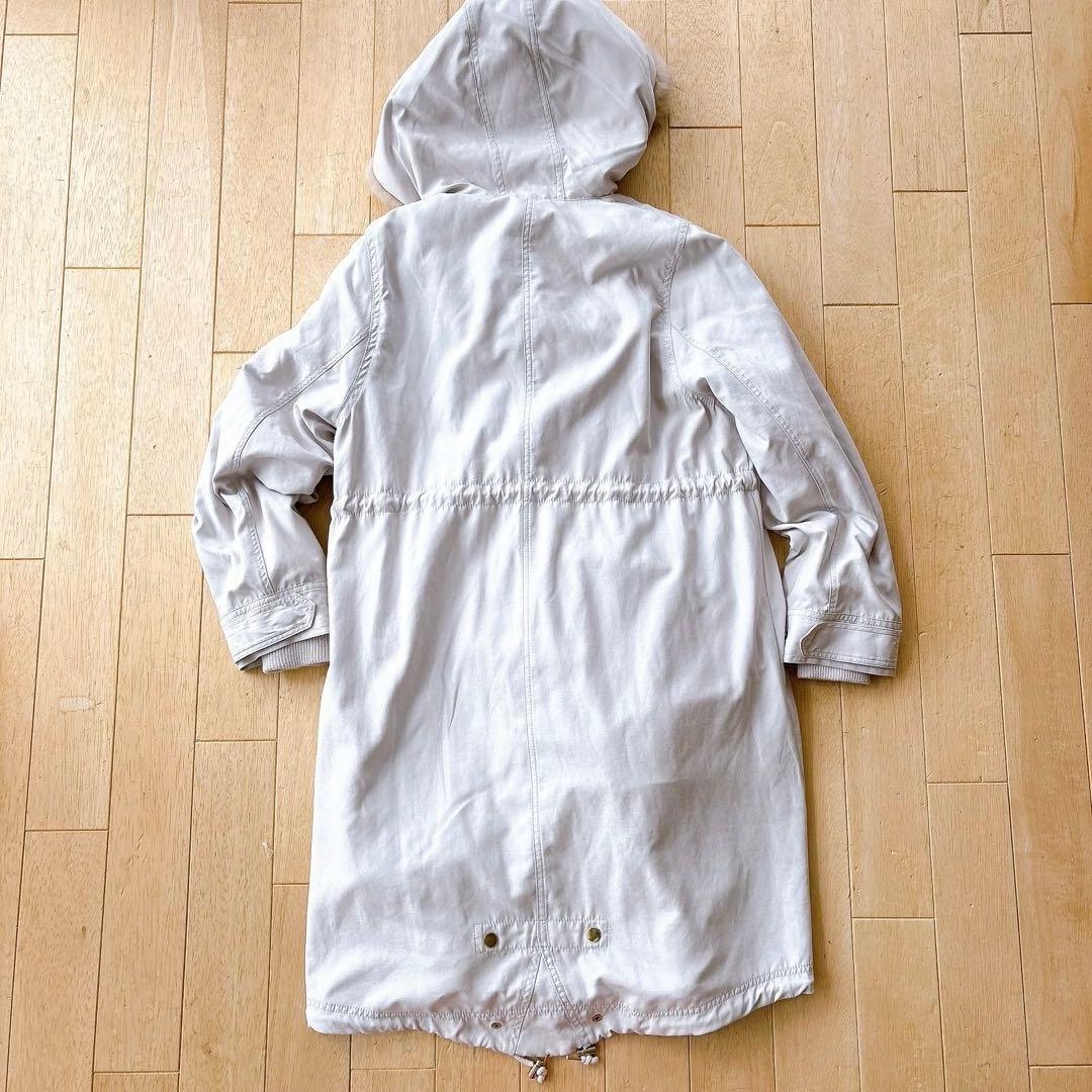 LASUD MILITARY ファーフーデット モッズロングコートラビットファー