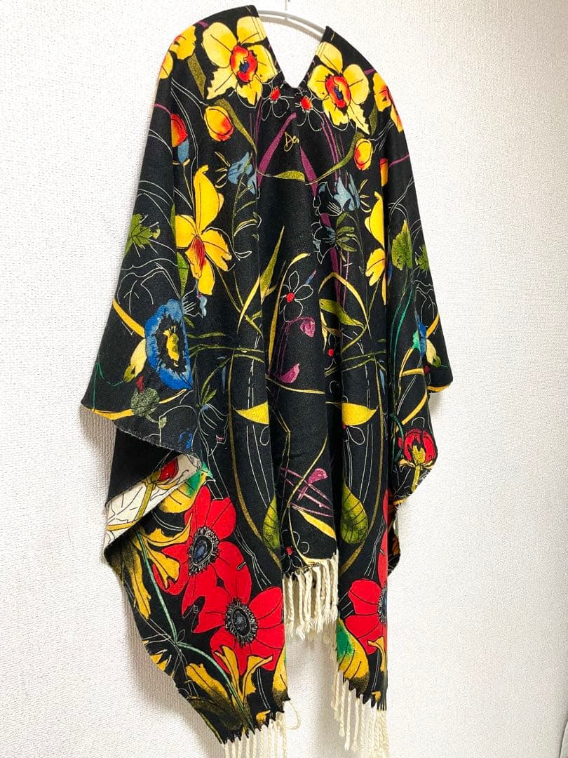Desigual 花柄フリンジ付きストール 大判ストール