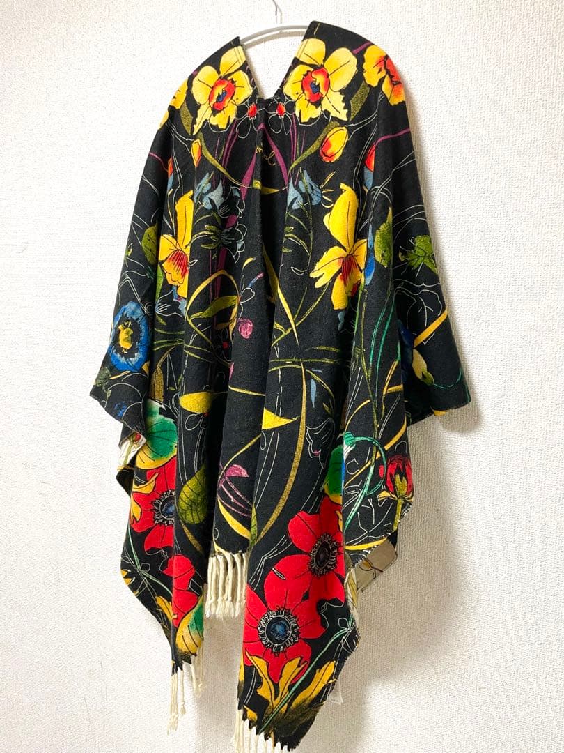 Desigual 花柄フリンジ付きストール 大判ストール