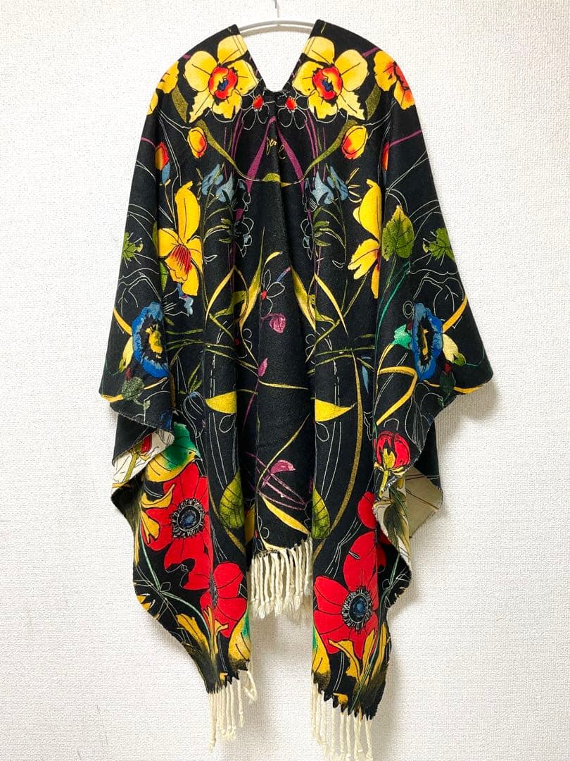 Desigual 花柄フリンジ付きストール 大判ストール