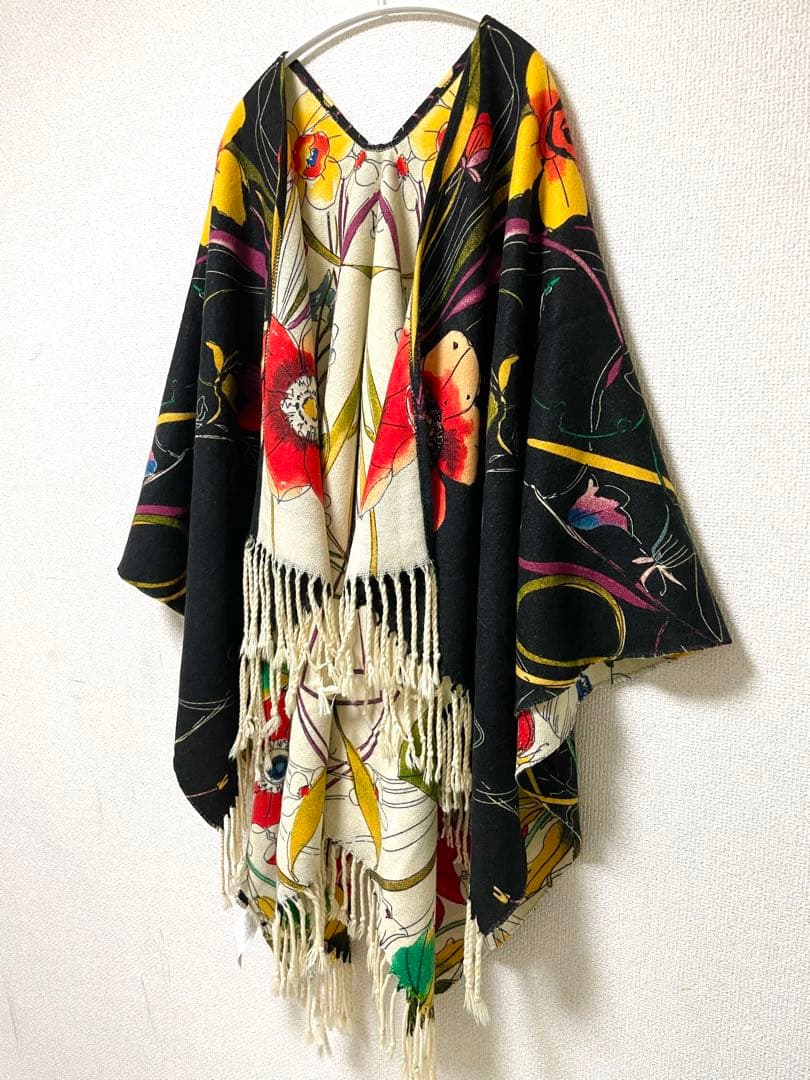Desigual 花柄フリンジ付きストール 大判ストール