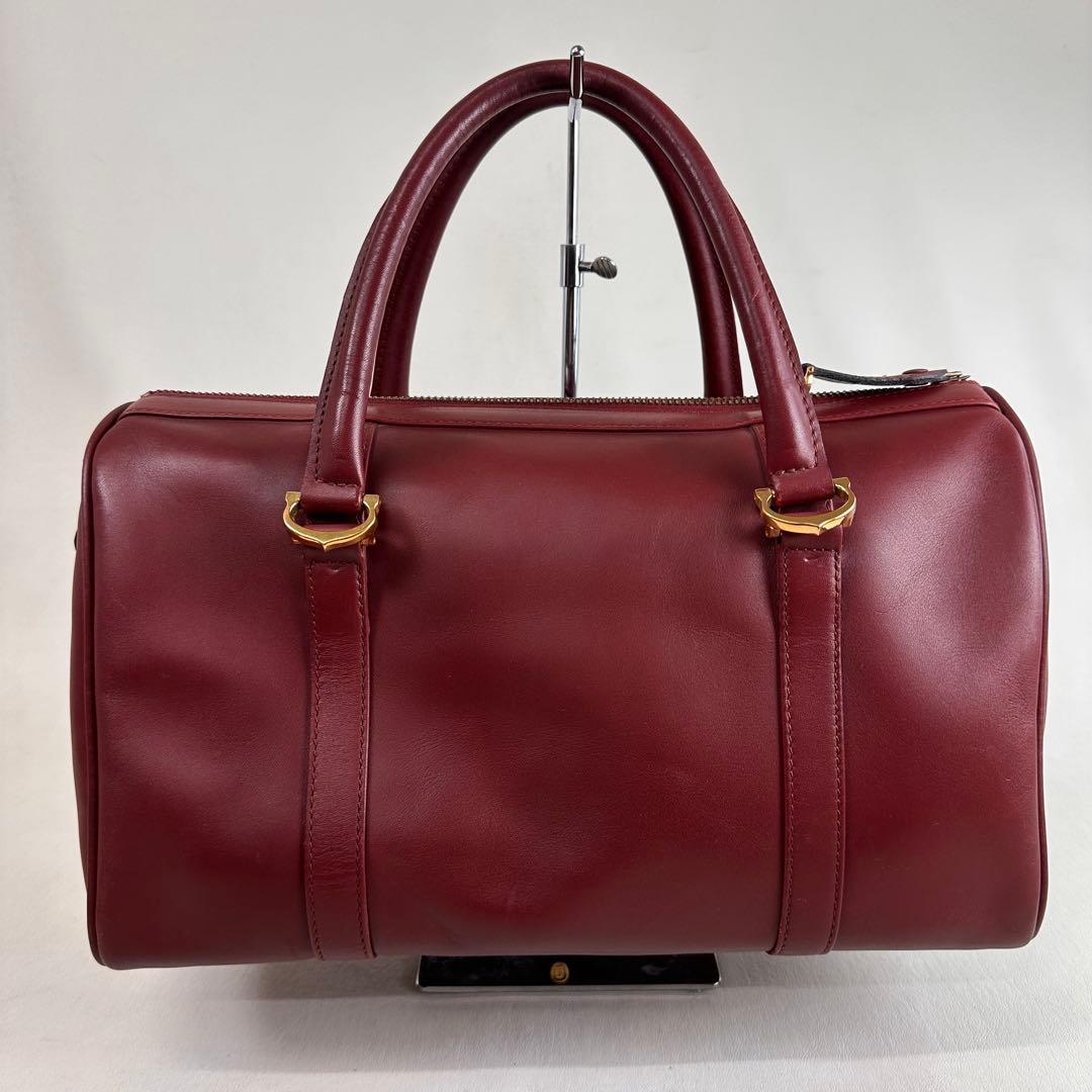 美品 カルティエ マストライン 35 ボルドー ミニボストン ハンドバッグ
