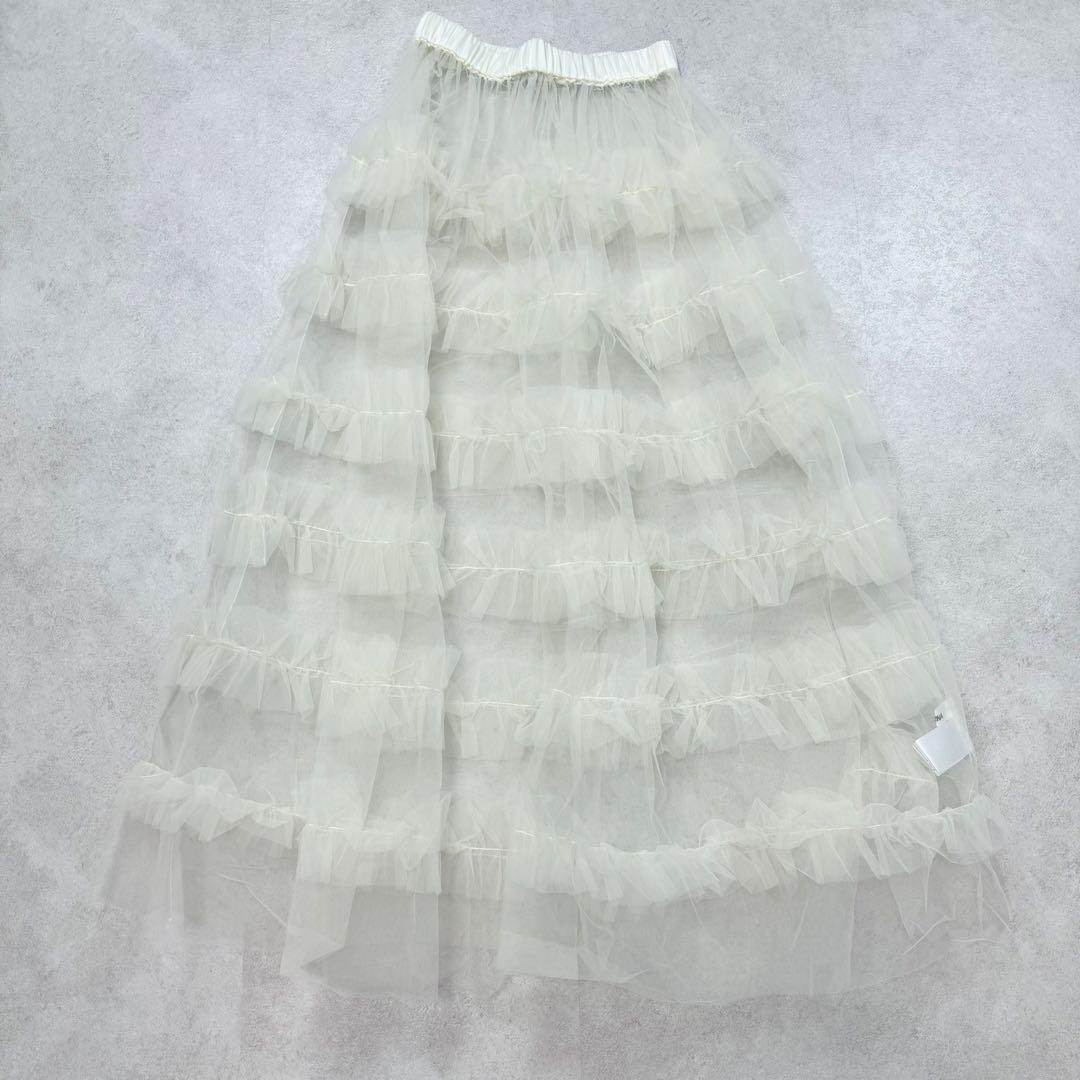 24AW✨美品✨定価約2万✨PERNA シースルーフリルチュールスカート