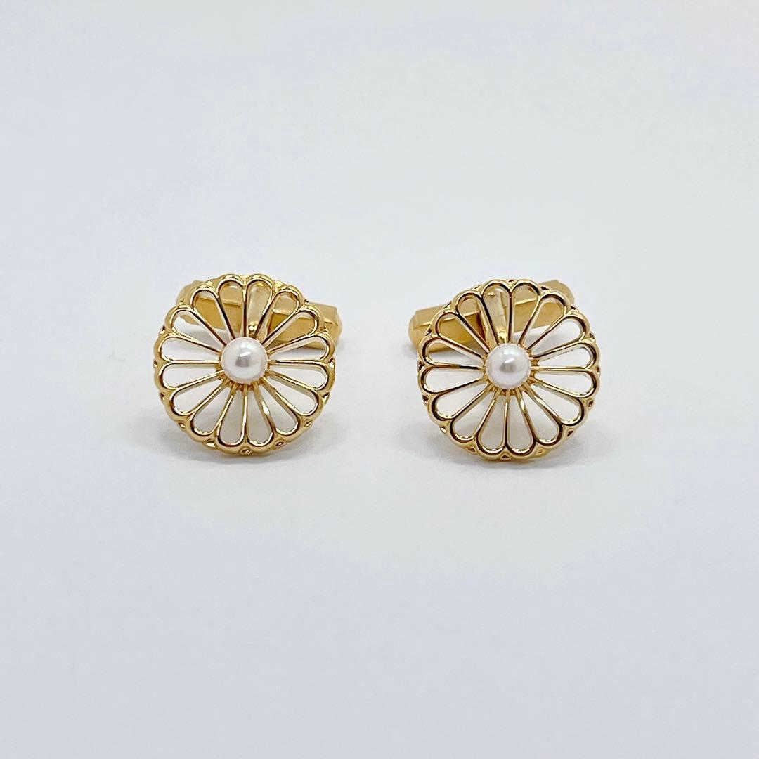 極美品✨MIKIMOTO ミキモト パール　カフス　菊紋　皇室御用達ブランド