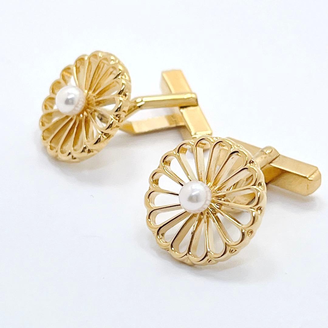 極美品✨MIKIMOTO ミキモト パール　カフス　菊紋　皇室御用達ブランド