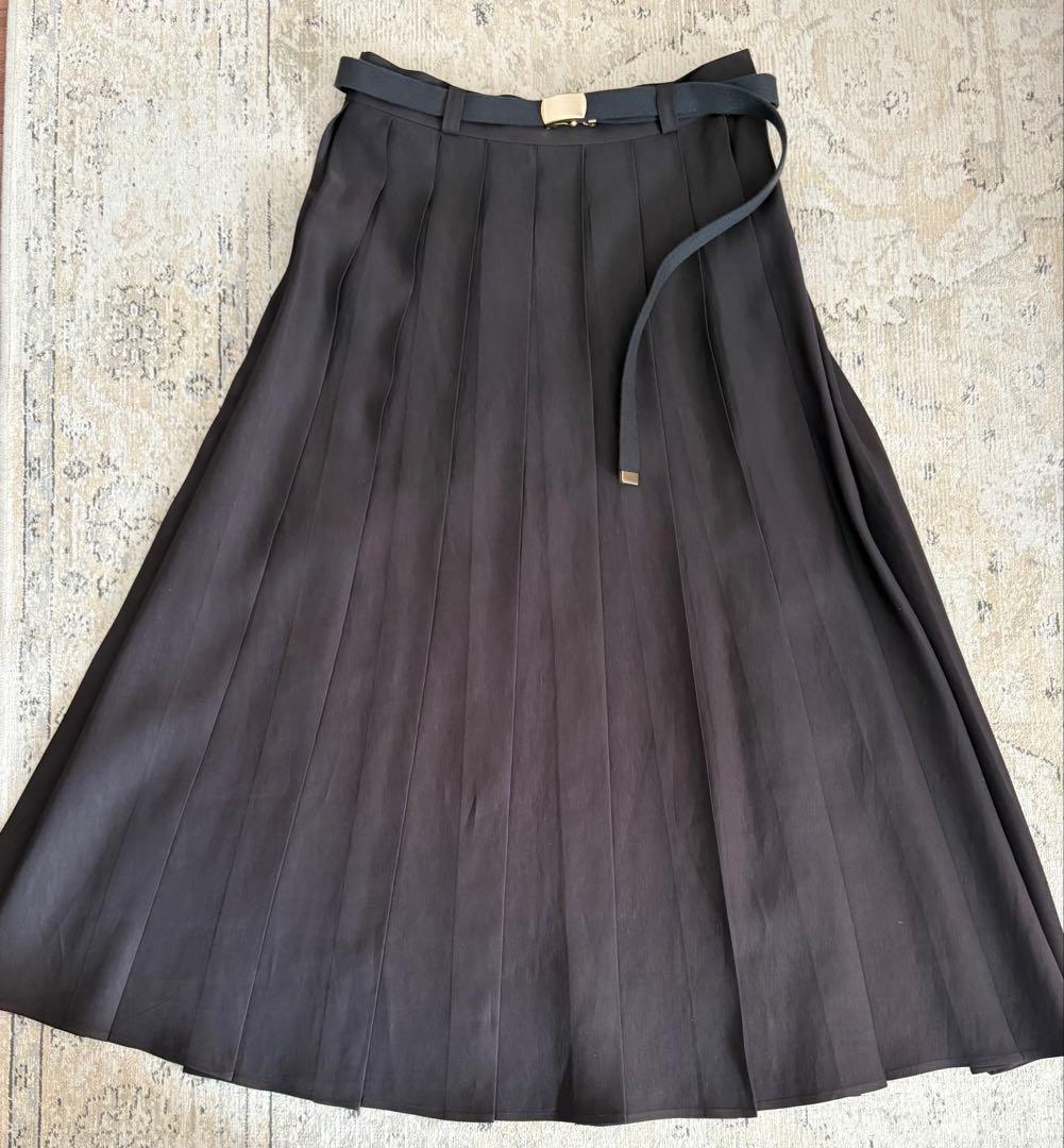【24SS/67,100円】ebureプリーツスカート ダークブラウン36