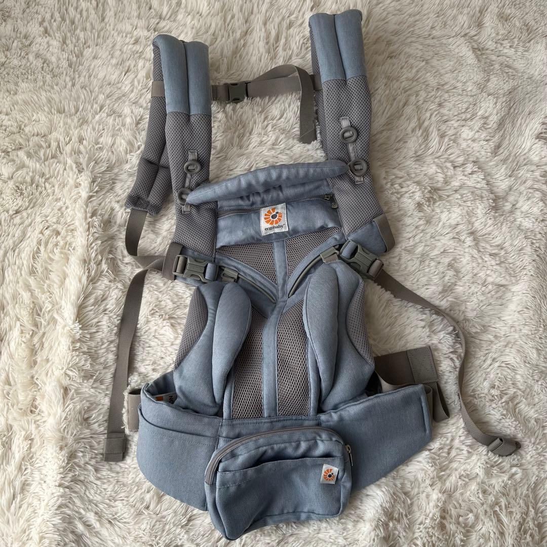 【美品】ergobaby オムニ360クールエアメッシュ 抱っこ紐 ライトブルー