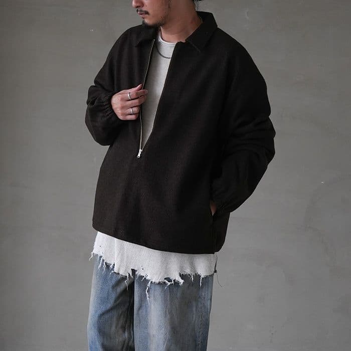 ANCELLM wool pullover shirt ブラウン