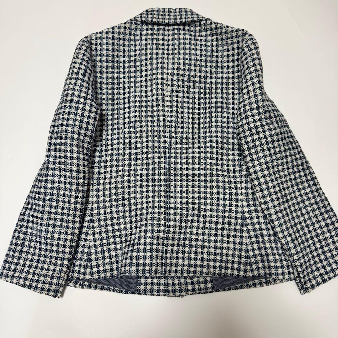 極美品　45R 和紙藍ツィードジャケット　定価¥132,000
