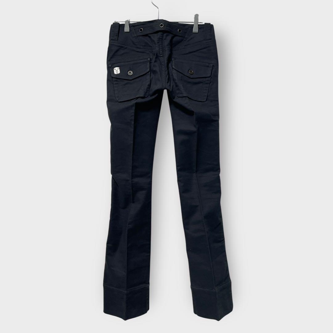 DIESEL 00s Y2K ギミック タック フレア パンツ 黒 24