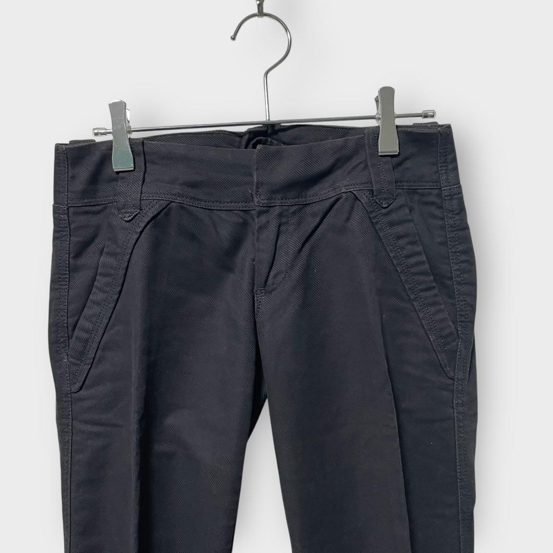 DIESEL 00s Y2K ギミック タック フレア パンツ 黒 24