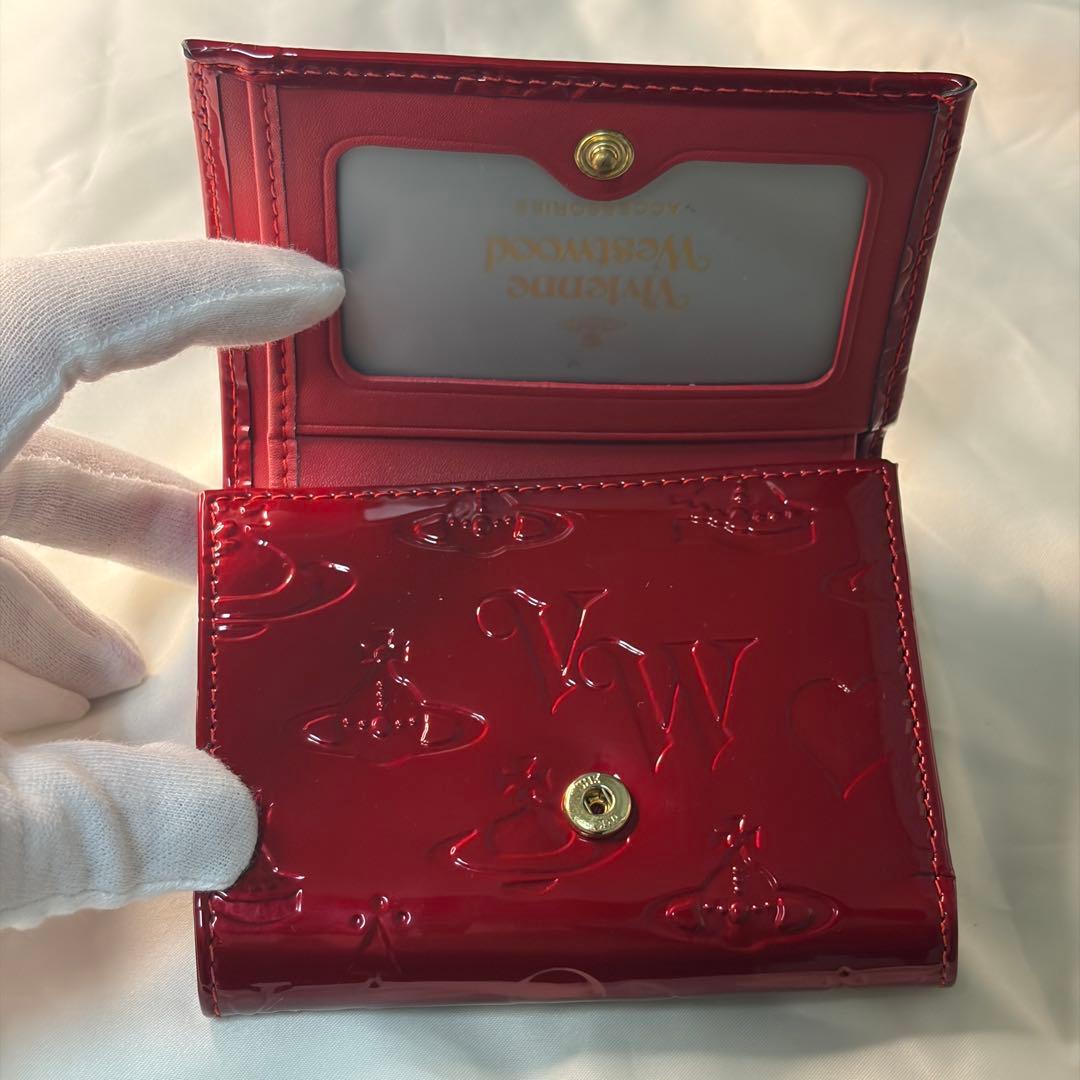 Vivienne Westwood 三つ折財布 エナメル レッド がま口 オーブ