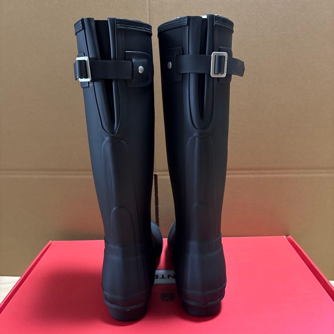 HUNTER ブラック 長靴 バックル付き 一度試着UK5 24センチ