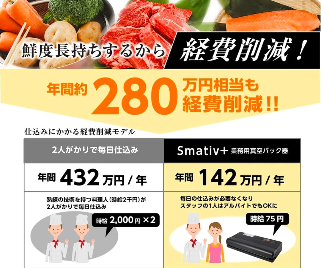 Smativ 家庭用 業務用 真空パック器 LEHIAR5000BK