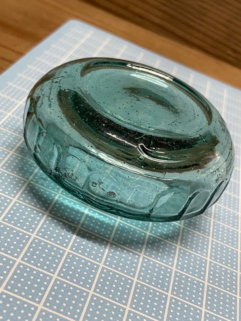 古い海綿入れ　【m1416 ウランガラス　マンガンガラス　レトロガラス　骨董】