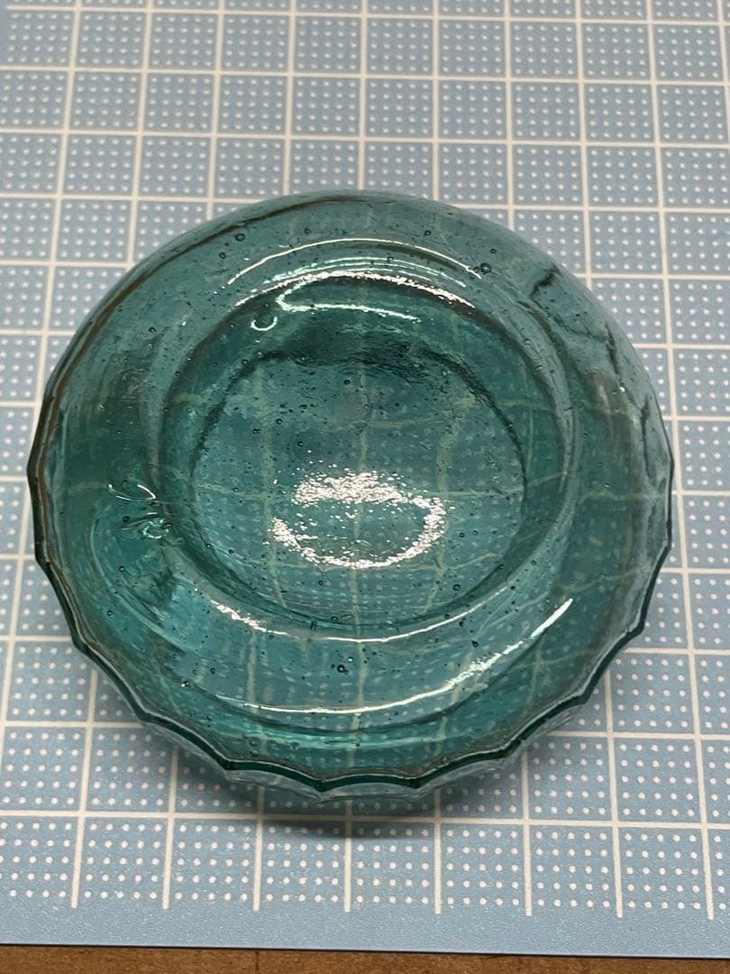 古い海綿入れ　【m1416 ウランガラス　マンガンガラス　レトロガラス　骨董】
