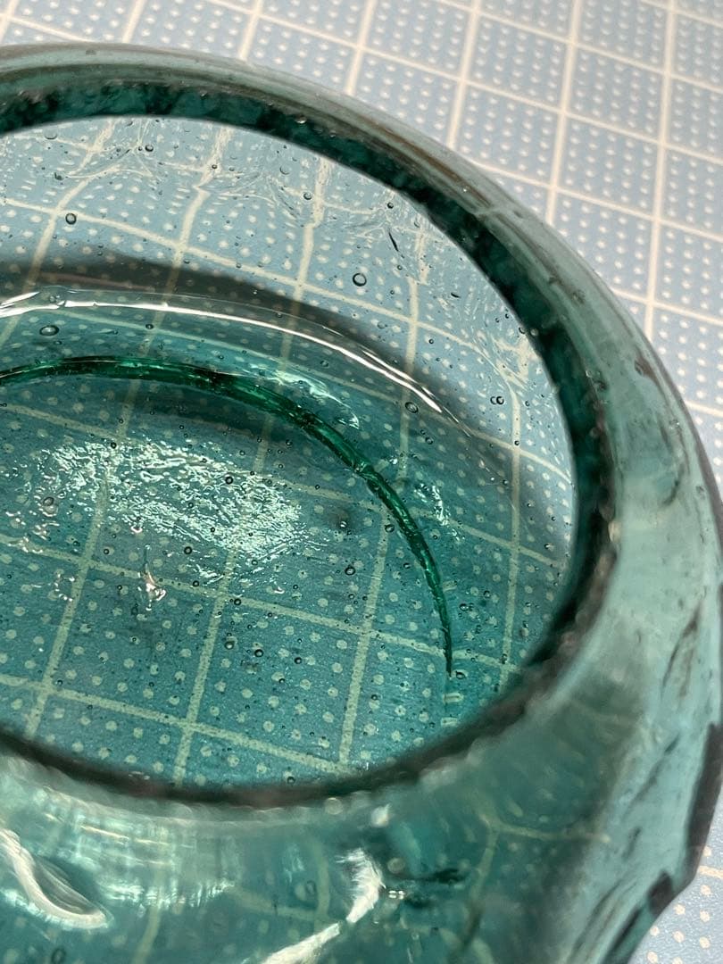 古い海綿入れ　【m1416 ウランガラス　マンガンガラス　レトロガラス　骨董】