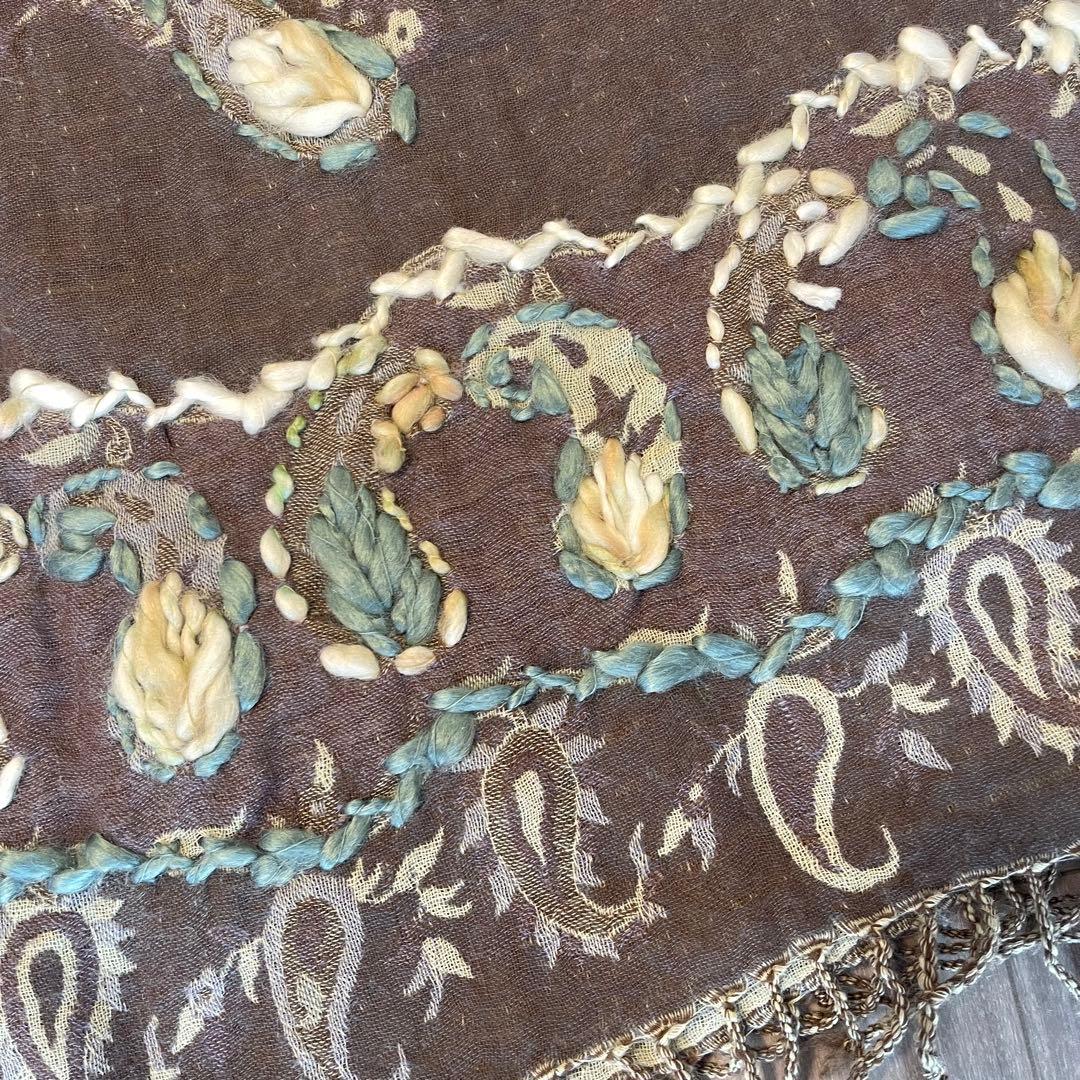 ウール刺繍&ジャガードストール