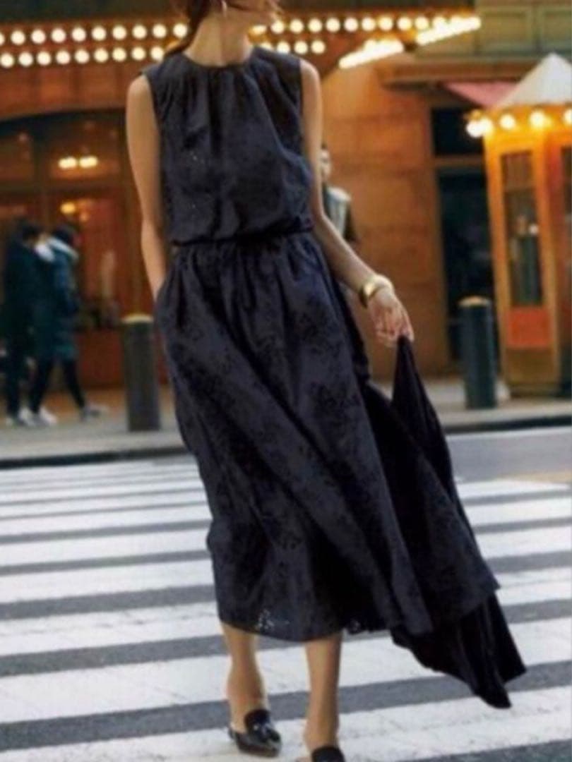 theory luxe アイレット レーススカート ロング　　シルク混 38 黒