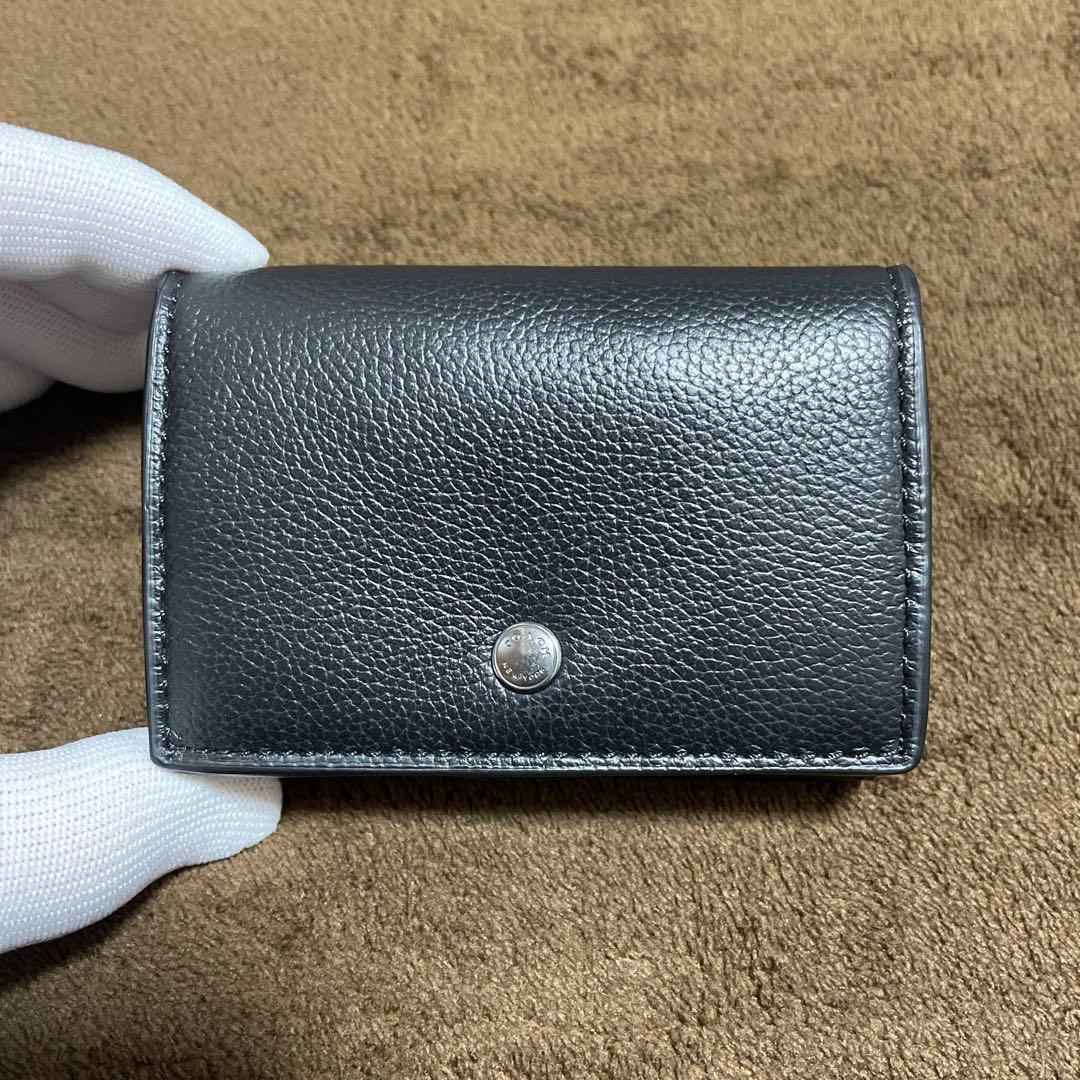 新品未使用 COACH コーチ トライフォールド オリガミ 三つ折り財布ブラック