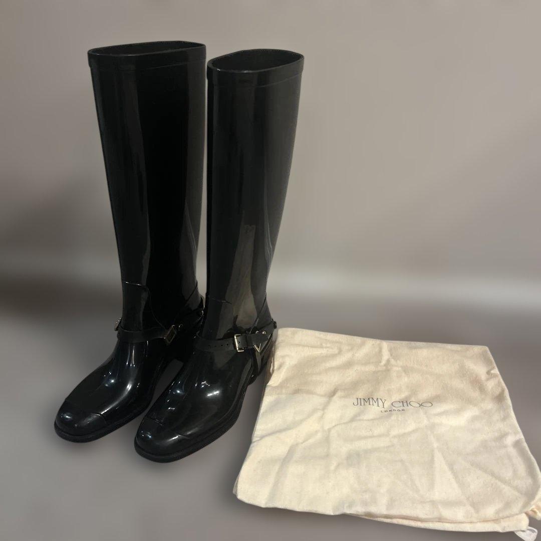 JIMMY CHOO レインブーツ 38 ブラック