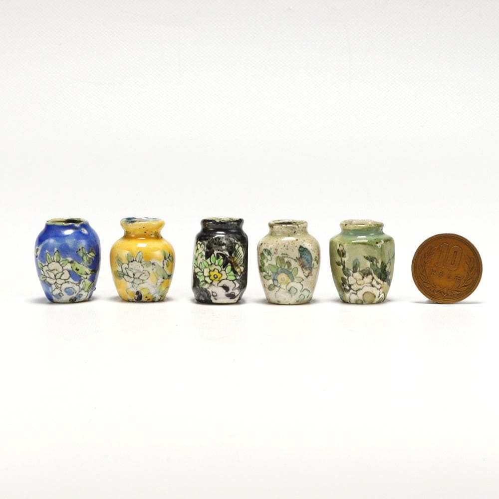 532B 期間限定値下げ中 ミニチュア 豆壺 花瓶 5点 桐共箱付 磁器 高3㎝