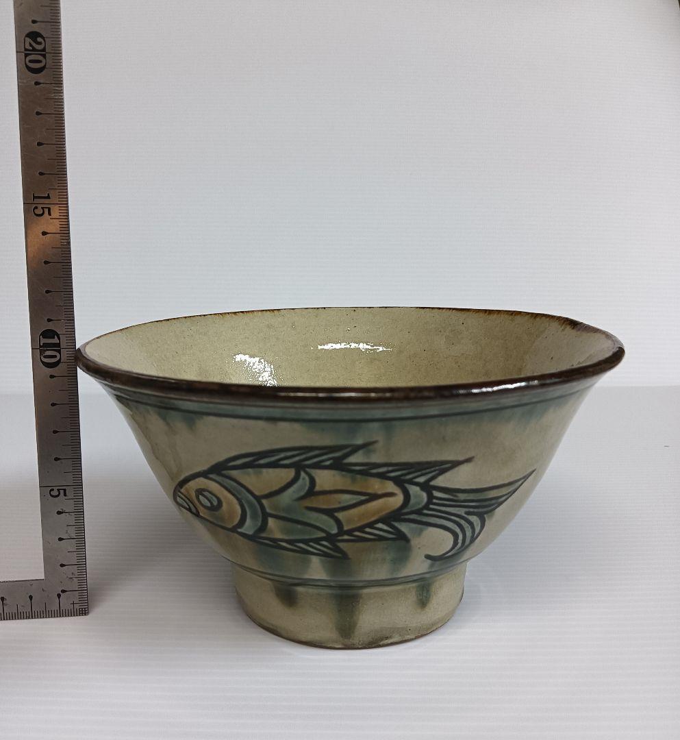 ア*キ様 壺屋陶器　やちむん　陶芸作家【金城敏男作】魚紋　マカイ　2点セット